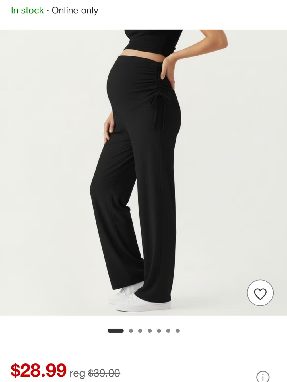 Maternity Wide-Leg Ruched Side Pants - Black